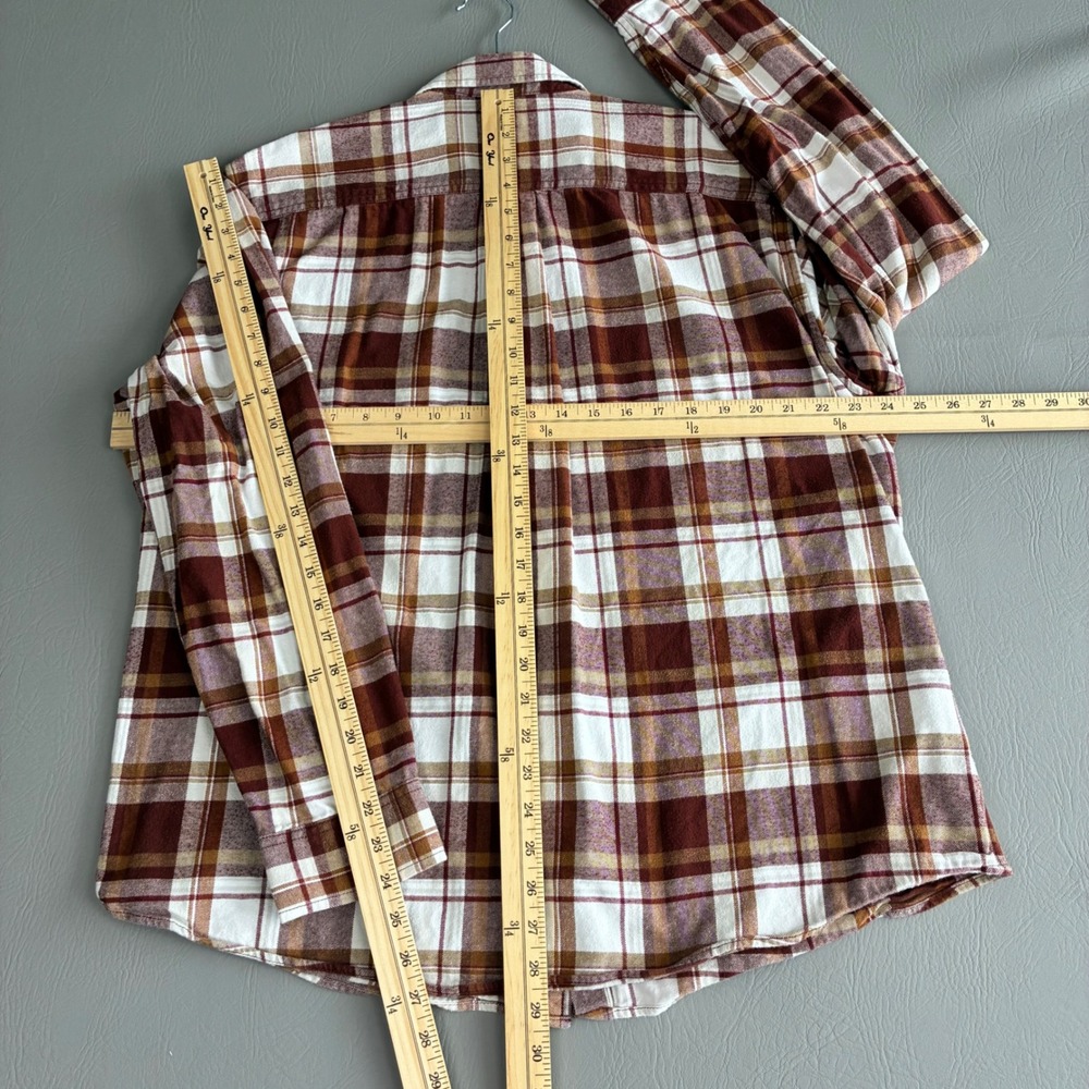 Eddie Bauer Mens XL Flannel Plaid Button Down Shirt Brick Brown Gorpcore Flannel - Picture 4 of 16